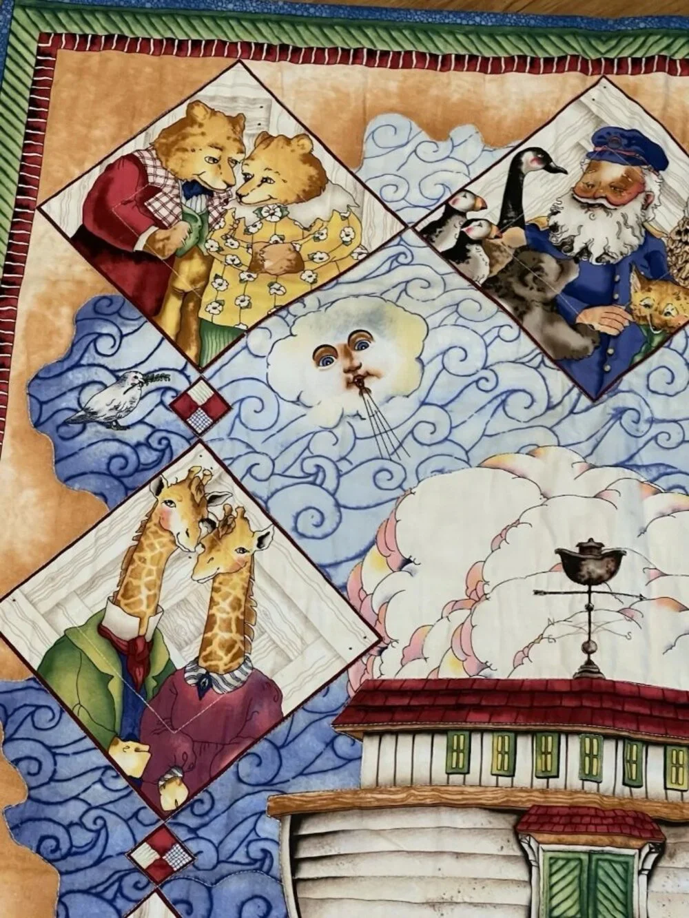 Noah’s Ark Handmade Baby Toddler Quilt Good Ship Noah 27.5” X 40.5” READ